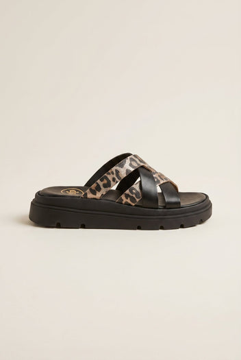 TFP - Flatform Sandals Leopard Detail - Black/Leopard