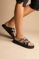 TFP - Flatform Sandals Leopard Detail - Black/Leopard