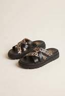 TFP - Flatform Sandals Leopard Detail - Black/Leopard