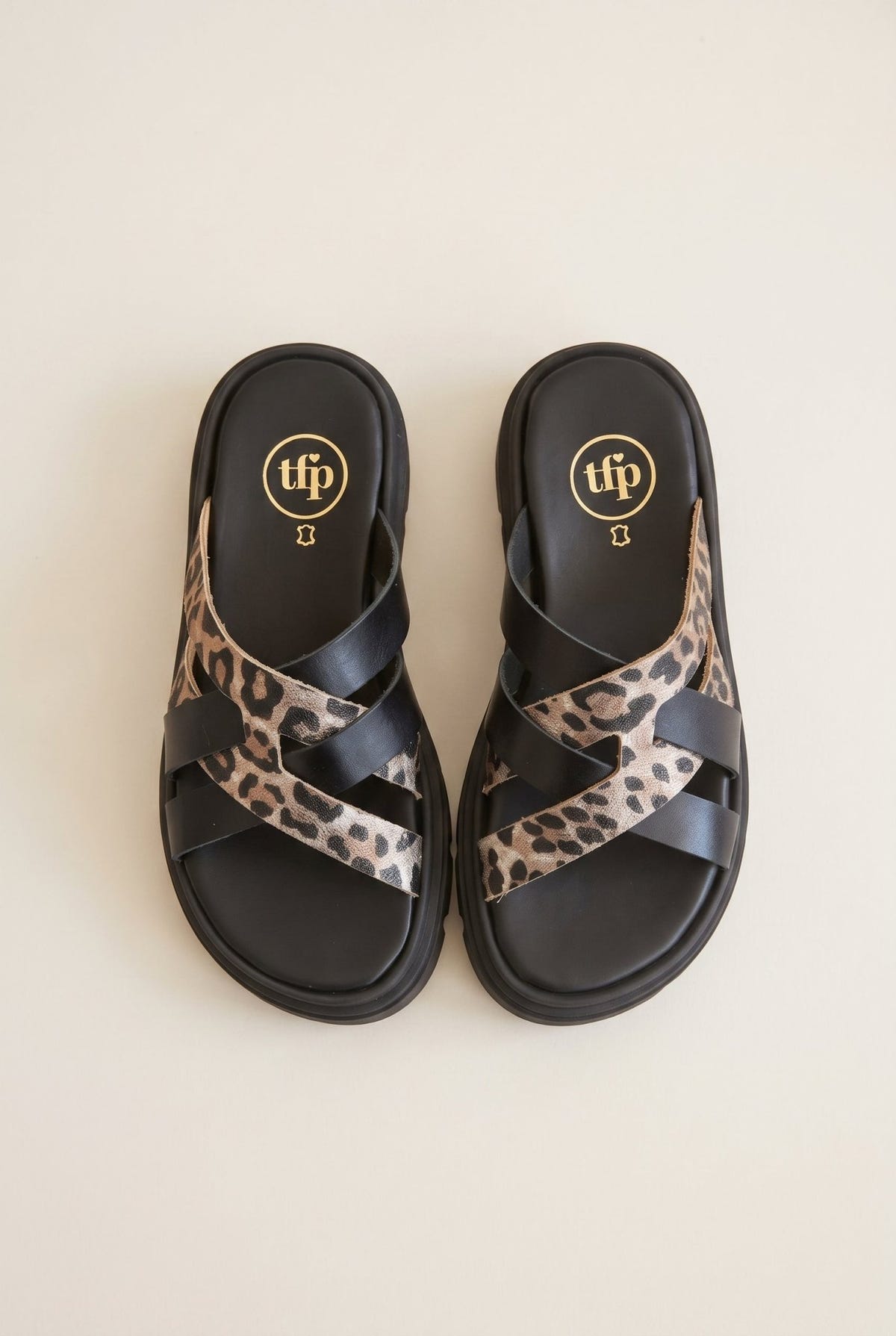 TFP - Flatform Sandals Leopard Detail - Black/Leopard