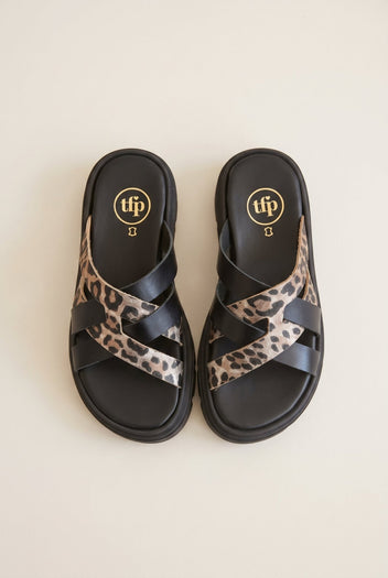 TFP - Flatform Sandals Leopard Detail - Black/Leopard