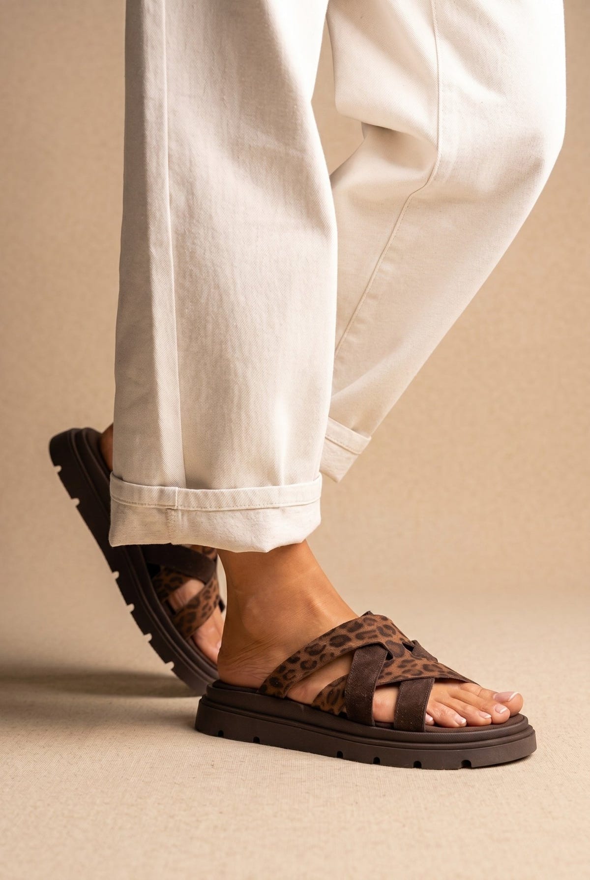 TFP - Flatform Sandals Leopard Detail - Brown/Leopard