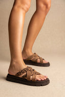 TFP - Flatform Sandals Leopard Detail - Taupe/Leopard