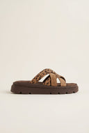 TFP - Flatform Sandals Leopard Detail - Taupe/Leopard