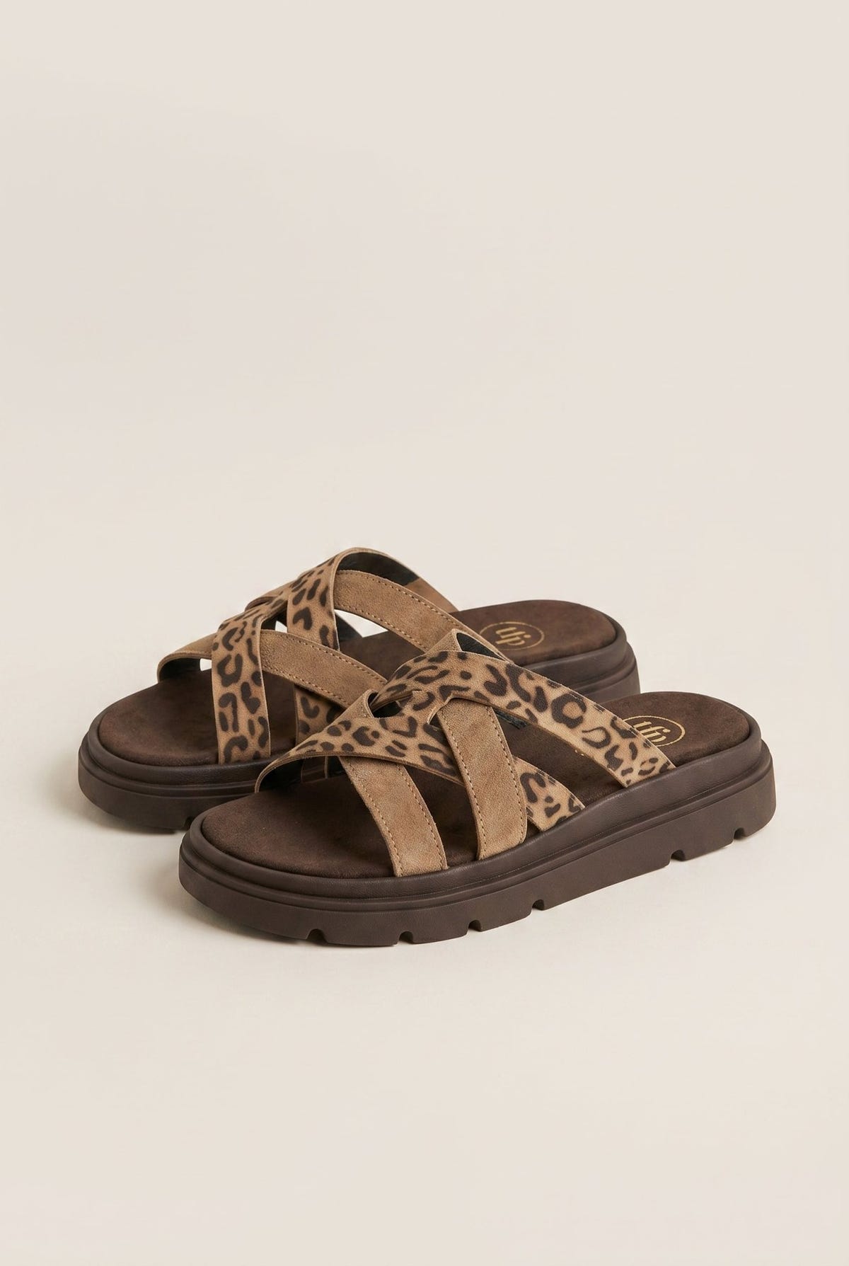 TFP - Flatform Sandals Leopard Detail - Taupe/Leopard