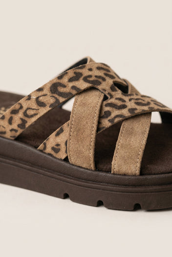 TFP - Flatform Sandals Leopard Detail - Taupe/Leopard