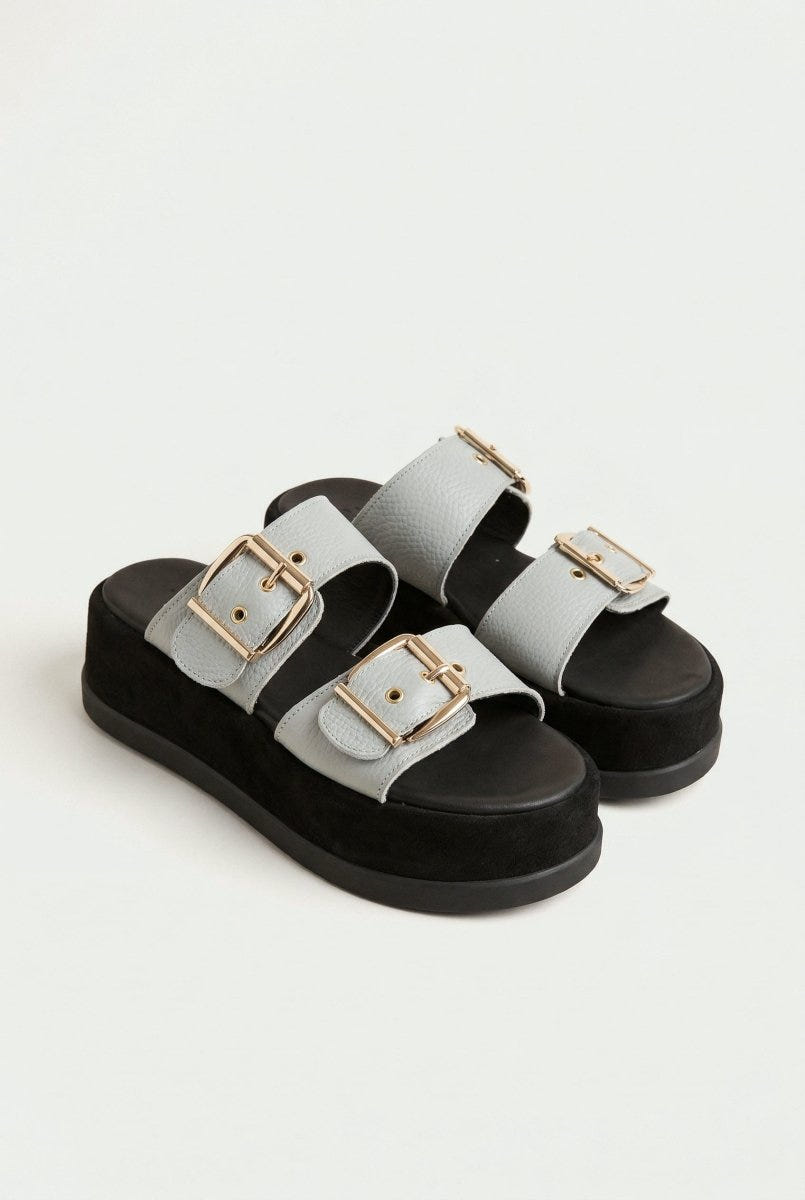 Mariella Fabiani - Flatform Sandals - Light Grey Matte