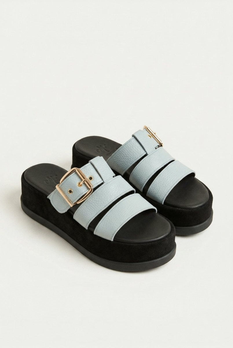 Mariella Fabiani - Flatform Sandals - Light Grey Matte