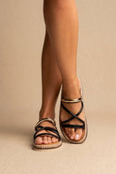 ERYNN - Flatform Sandals Metal Detail - Black Matte