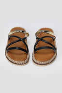 ERYNN - Flatform Sandals Metal Detail - Black Matte