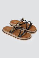 ERYNN - Flatform Sandals Metal Detail - Black Matte