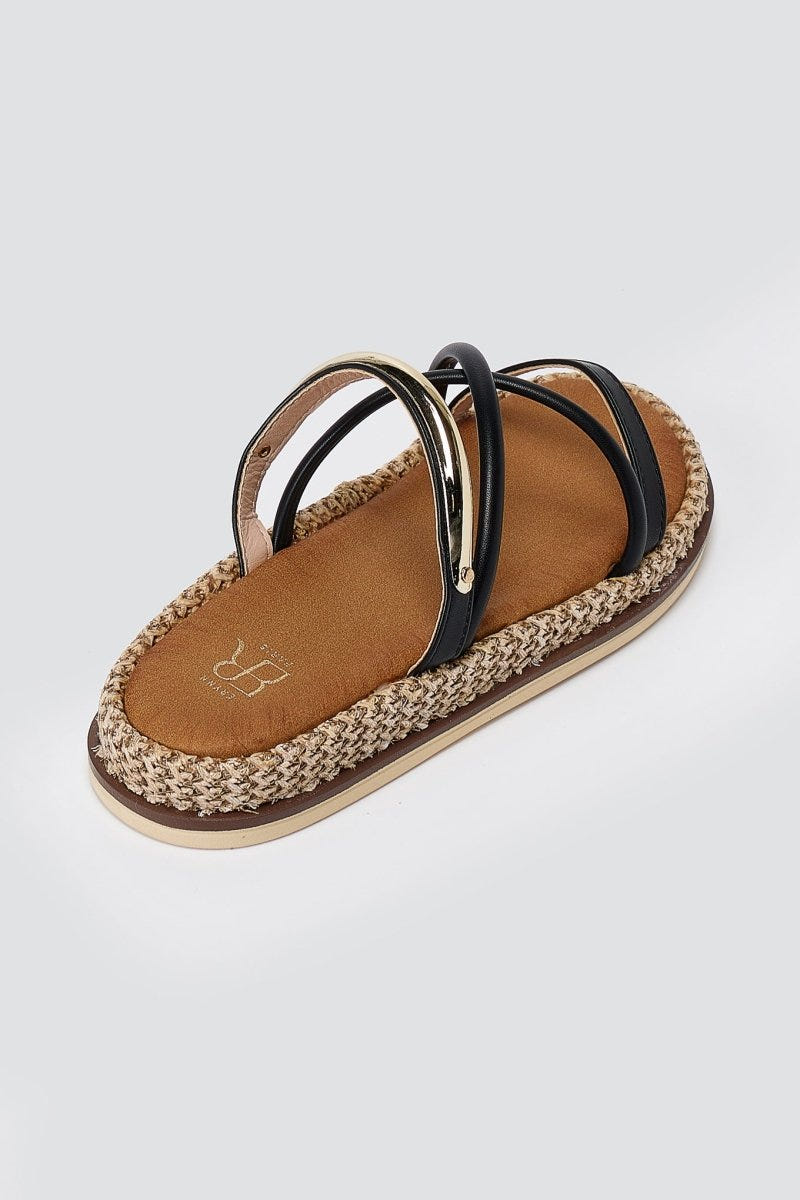 ERYNN - Flatform Sandals Metal Detail - Black Matte