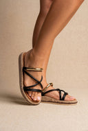 ERYNN - Flatform Sandals Metal Detail - Black Matte