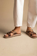 ERYNN - Flatform Sandals Metal Detail - Brown Matte