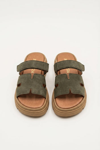 RAGAZZA - Flatform Sandals - Olive Suede