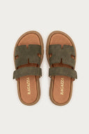 RAGAZZA - Flatform Sandals - Olive Suede