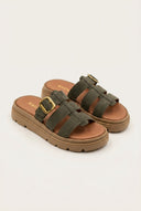 RAGAZZA - Flatform Sandals - Olive Suede