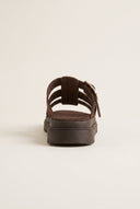 TFP - Flatform Sandals Side Buckle - Brown Suede