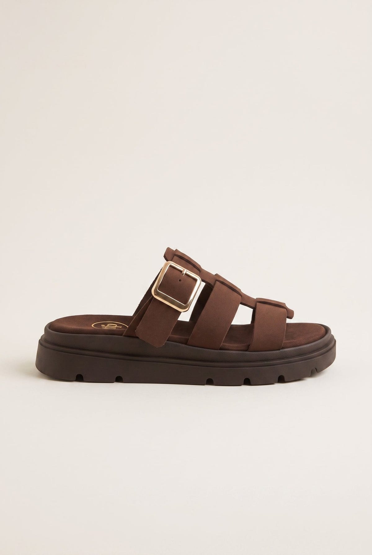 TFP - Flatform Sandals Side Buckle - Brown Suede