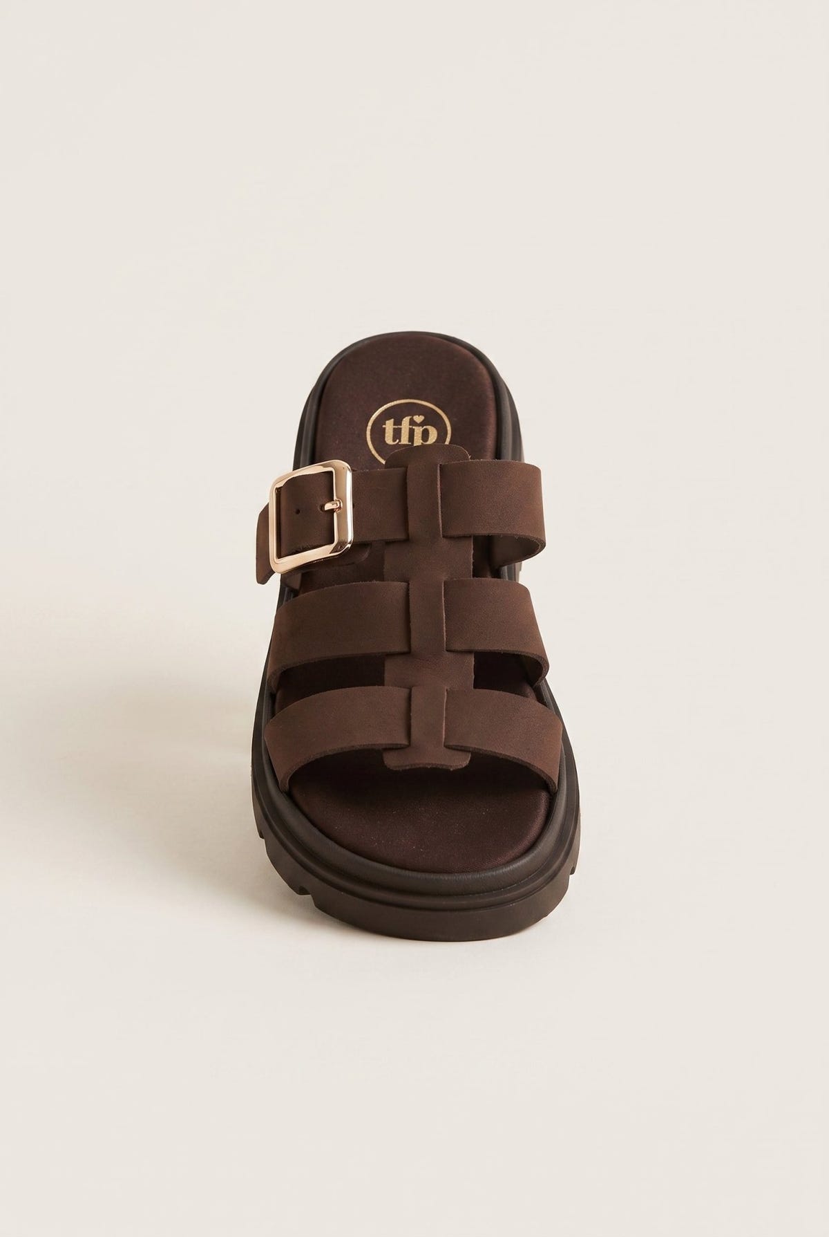TFP - Flatform Sandals Side Buckle - Brown Suede