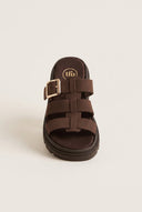 TFP - Flatform Sandals Side Buckle - Brown Suede