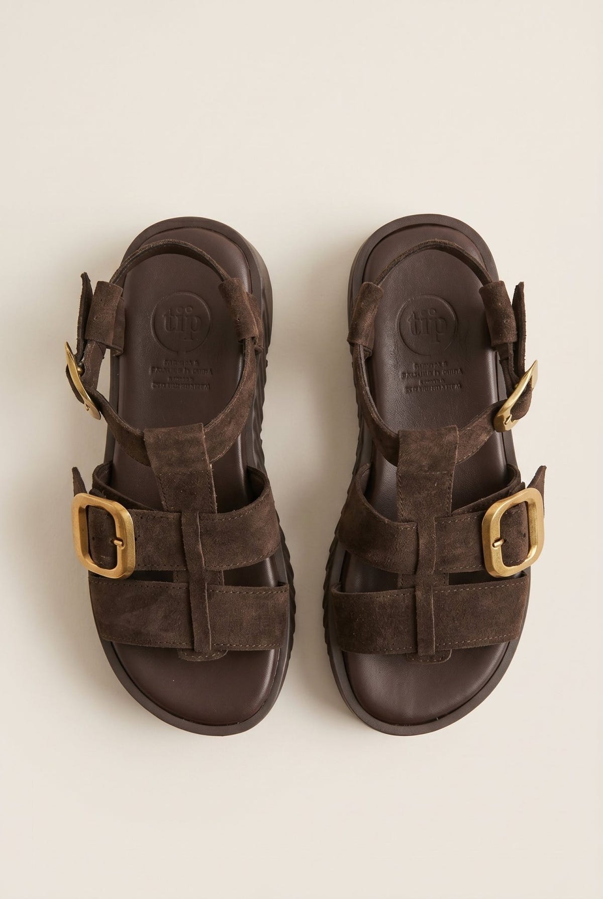 TFP - Flatform Sandals Side Buckle - Dark Brown Suede