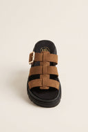 TFP - Flatform Sandals Side Buckle - Mocha Suede