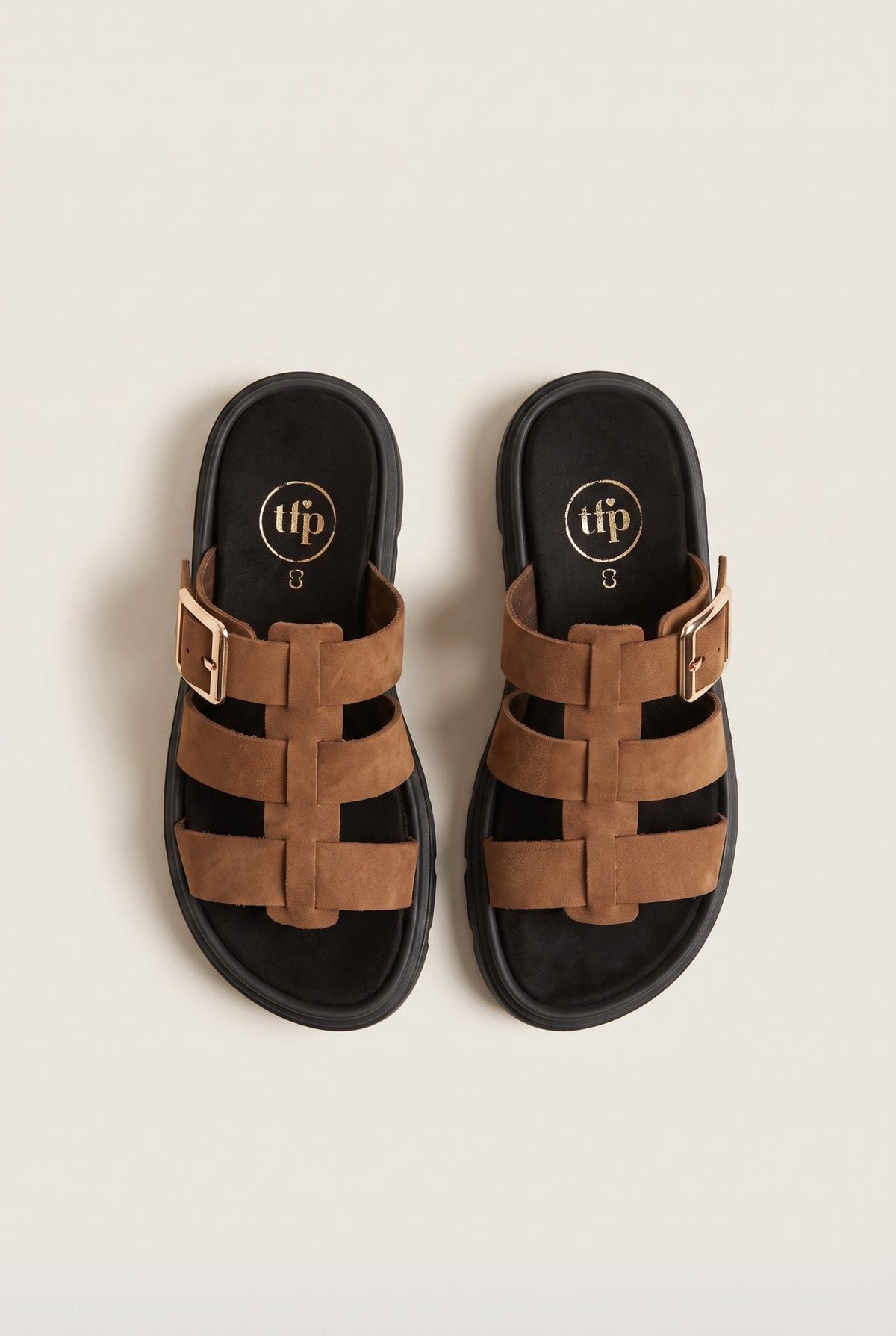 TFP - Flatform Sandals Side Buckle - Mocha Suede