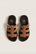 TFP - Flatform Sandals Side Buckle - Mocha Suede