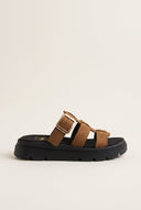 TFP - Flatform Sandals Side Buckle - Mocha Suede