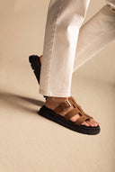TFP - Flatform Sandals Side Buckle - Mocha Suede