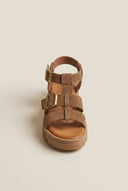 TFP - Flatform Sandals Side Buckle - Taupe Suede