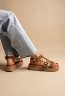 TFP - Flatform Sandals Side Buckle - Taupe Suede