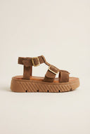 TFP - Flatform Sandals Side Buckle - Taupe Suede
