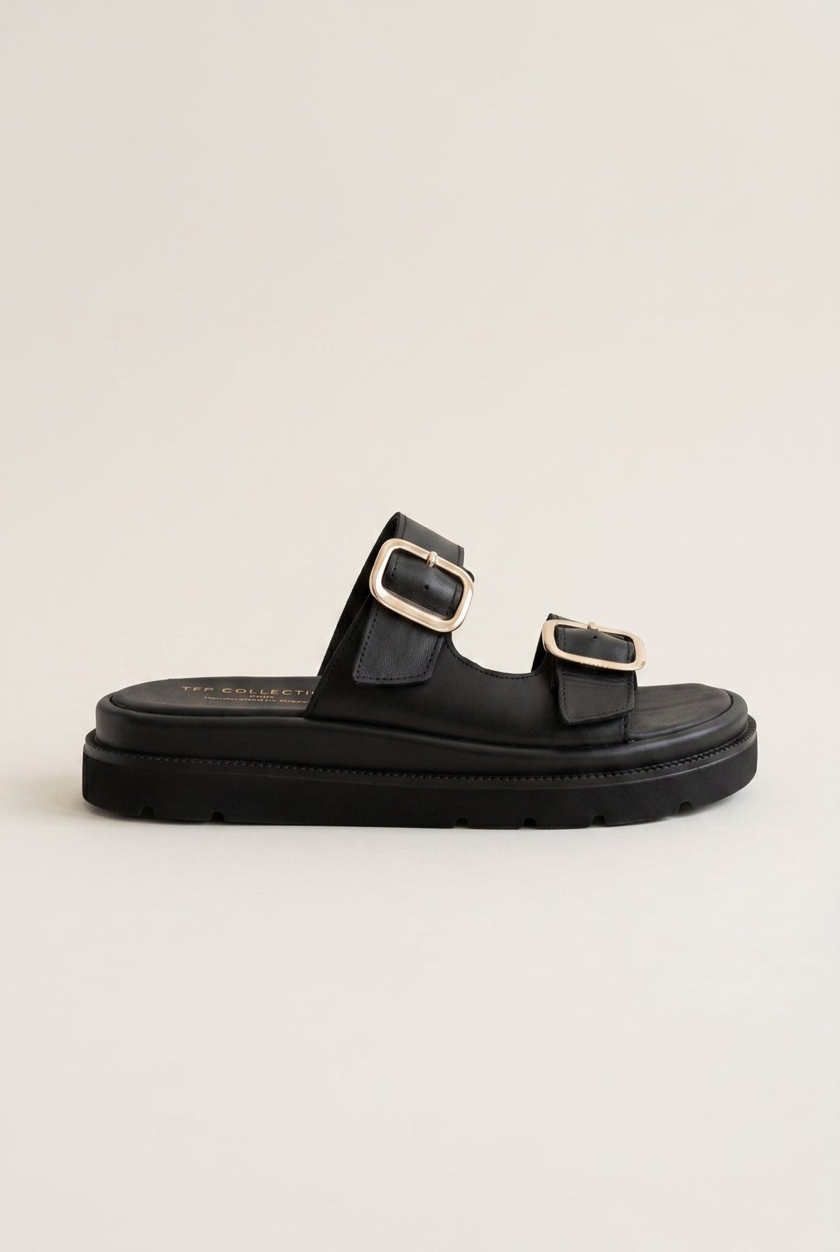 TFP - Flatform Sandals Statement Buckle - Black Matte