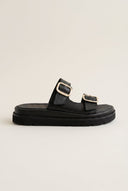 TFP - Flatform Sandals Statement Buckle - Black Matte