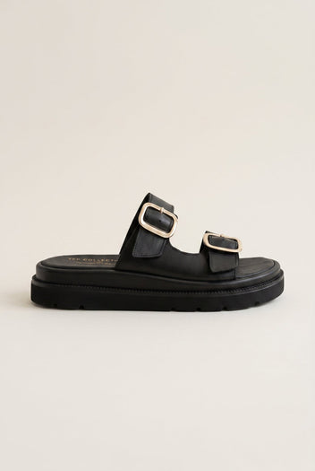 TFP - Flatform Sandals Statement Buckle - Black Matte