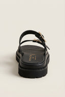 TFP - Flatform Sandals Statement Buckle - Black Matte