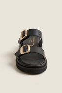 TFP - Flatform Sandals Statement Buckle - Black Matte