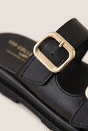 TFP - Flatform Sandals Statement Buckle - Black Matte