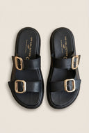 TFP - Flatform Sandals Statement Buckle - Black Matte