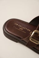 TFP - Flatform Sandals Statement Buckle - Brown Matte