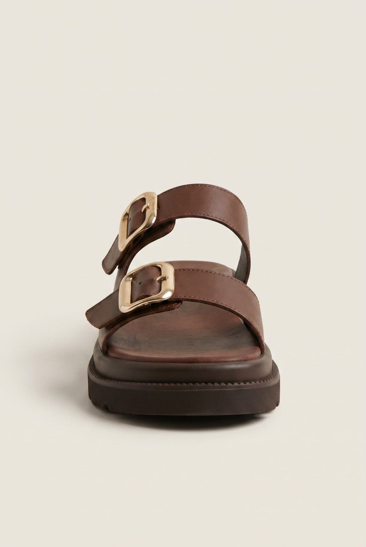 TFP - Flatform Sandals Statement Buckle - Brown Matte
