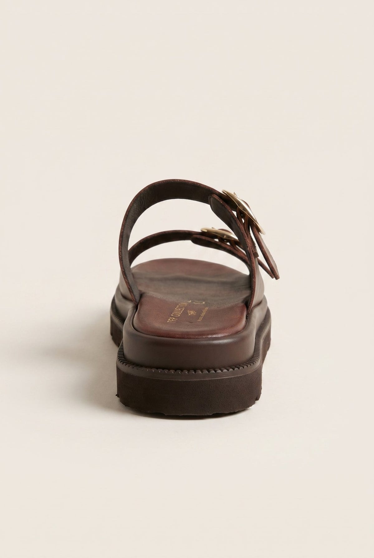 TFP - Flatform Sandals Statement Buckle - Brown Matte