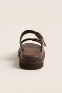 TFP - Flatform Sandals Statement Buckle - Brown Matte