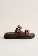 TFP - Flatform Sandals Statement Buckle - Brown Matte