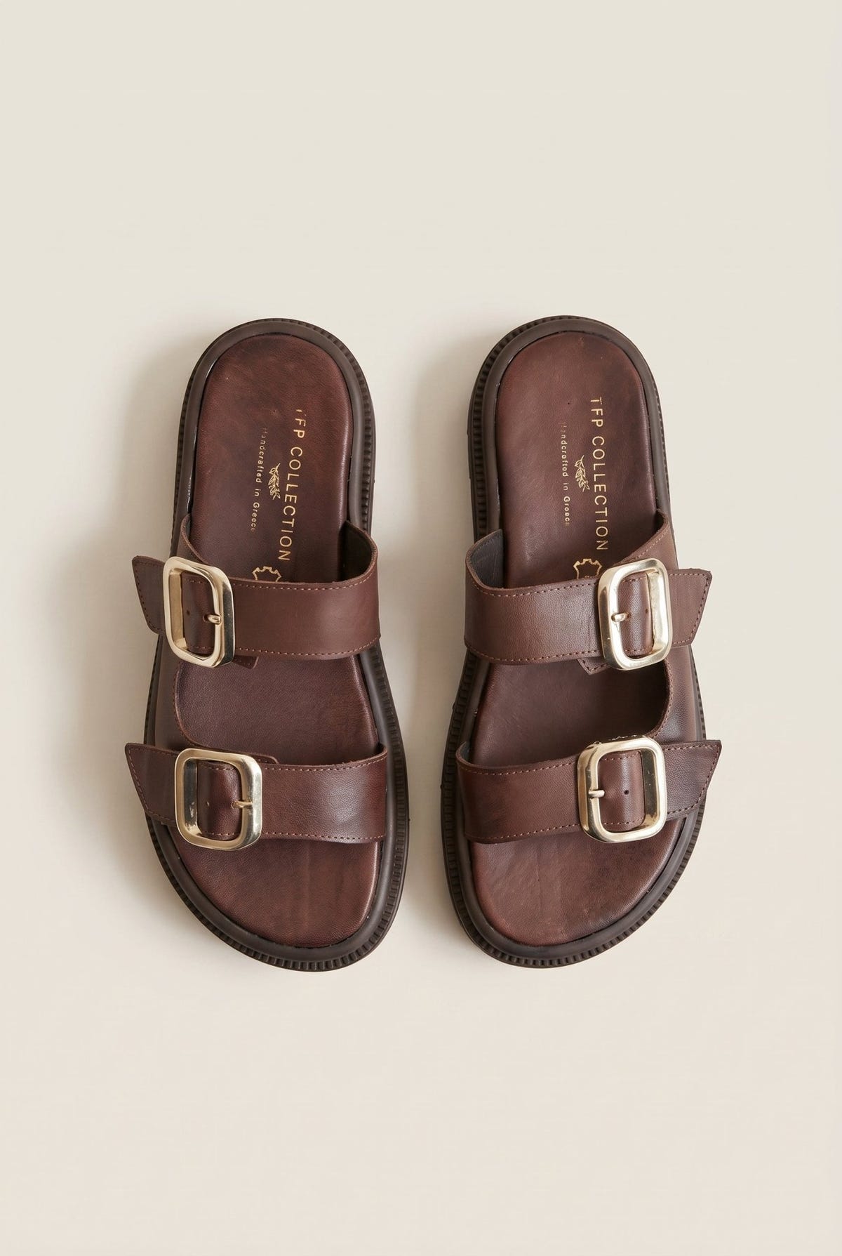 TFP - Flatform Sandals Statement Buckle - Brown Matte