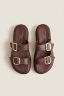 TFP - Flatform Sandals Statement Buckle - Brown Matte