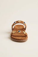IRIS - Flatform Sandals Stone Detail - Tan Suede