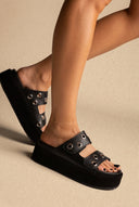 ATENEO - Flatform Sandals Studded Straps - Black Matte